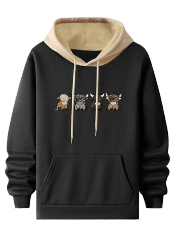 TAGDO? Men’s Casual Woolen Hoodie with Cartoon Print | Hoodie for Man (2044)
